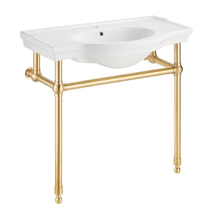 ANZZI 34.5 in. Console Sink in Brushed Gold with Ceramic Counter Top CS-FGC003-BG
